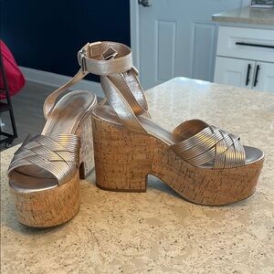 Sigerson Morrison Rose Gold Platform Sandals